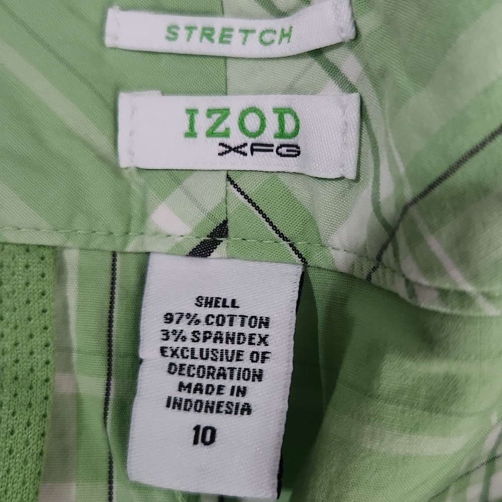IZOD Shorts Womens Size1 10 XFG Stretch Plaid Green Plaid - Picture 4 of 8
